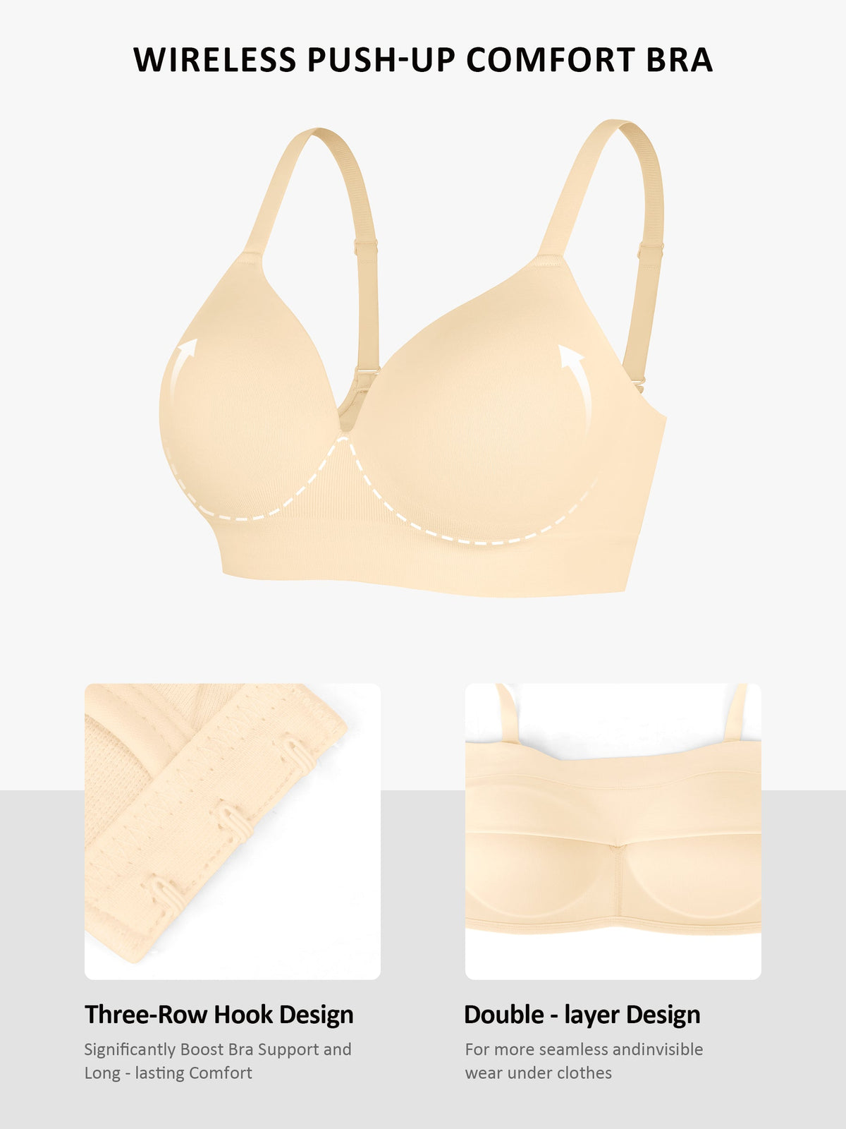 V Neck Shaping Bodysuit + Push-Up Seamless Bra