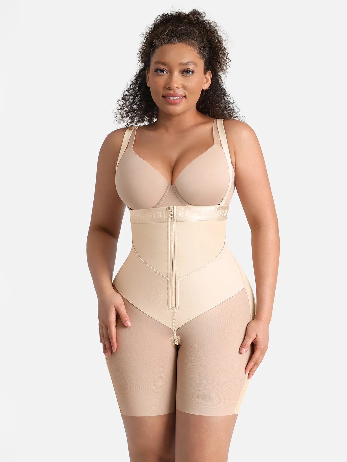 Wide V-neck Belt High-Waist Shaping Shorts