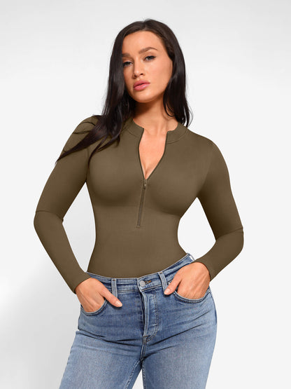 Long Sleeve Zipper Seamless Bodysuit [BOGO]