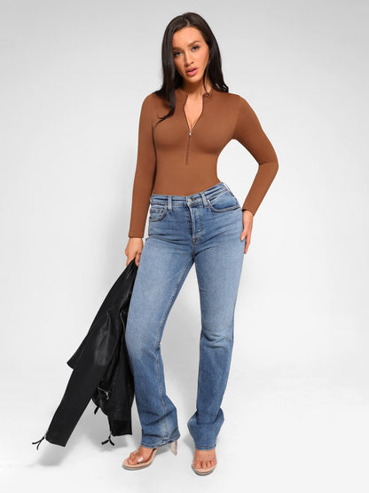 Long Sleeve Zipper Seamless Bodysuit [BOGO]