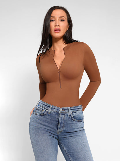 Long Sleeve Zipper Seamless Bodysuit [BOGO]