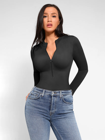 Long Sleeve Zipper Seamless Bodysuit [BOGO]