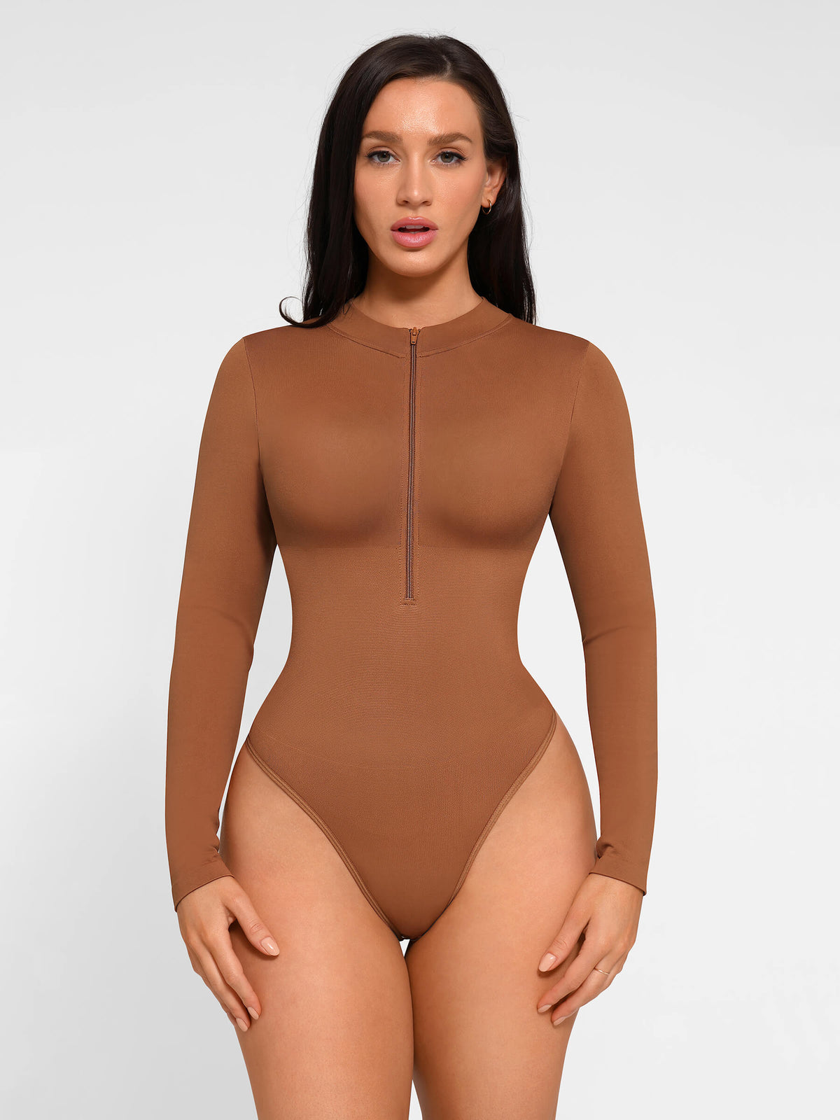 Long Sleeve Zipper Seamless Bodysuit [BOGO]