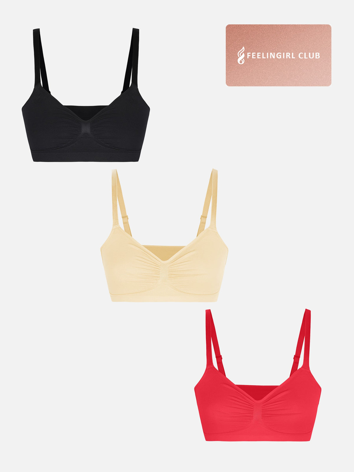 3-Pack Seamless Smooth Wireless Bra Bundle