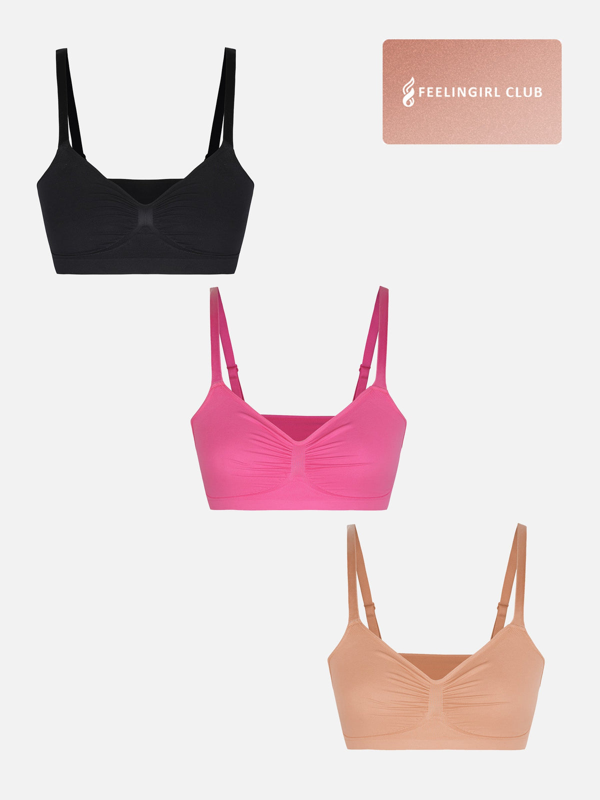 3-Pack Smooth Seamless Wireless Bra Bundle