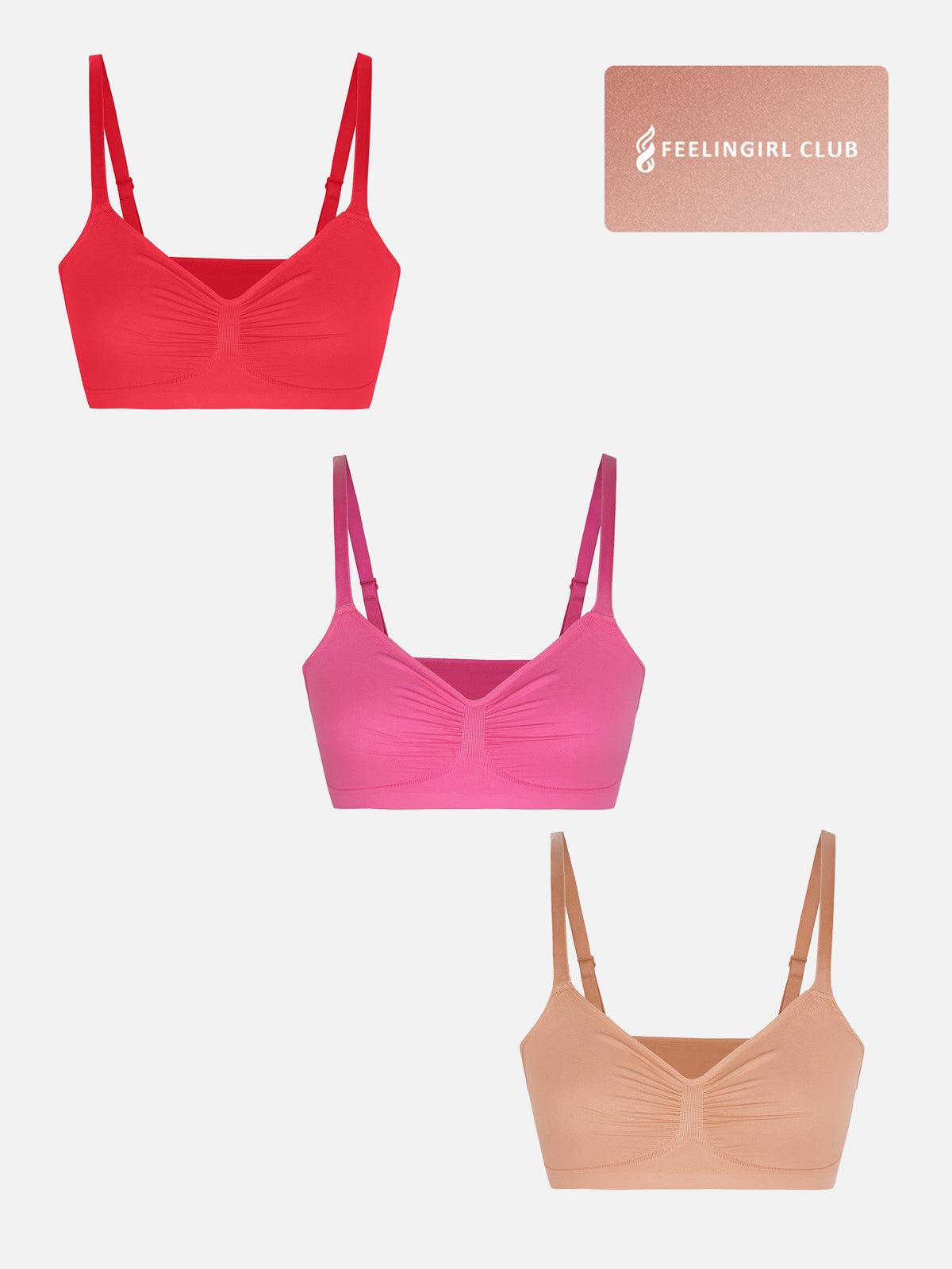 3-Pack Smooth Seamless Wireless Bra Bundle