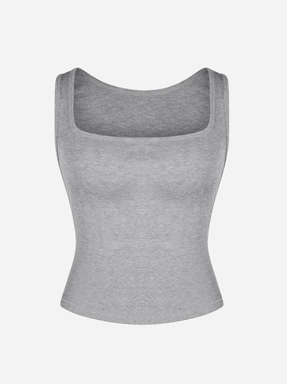 Ribbed Square-Neck Lounge Tank Top