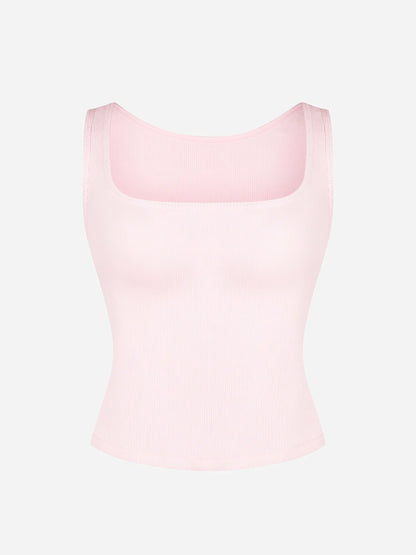 Ribbed Square-Neck Lounge Tank Top