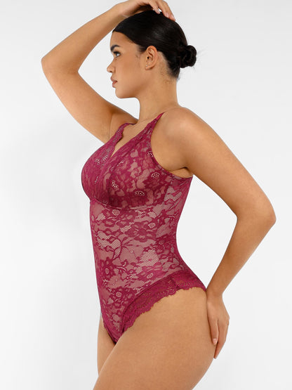 Lace V-Neck Stretch Bodysuit