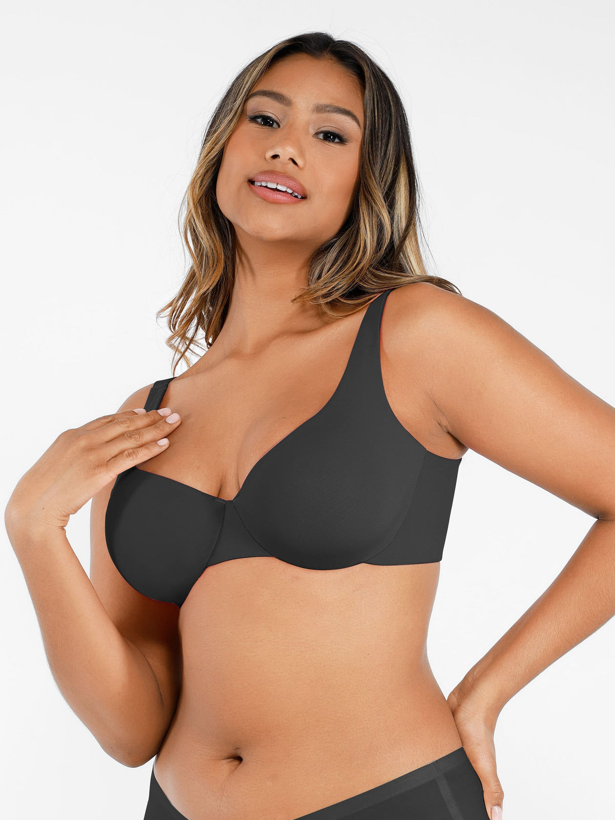 Adjustable-Strap Underwire Plunge Bra
