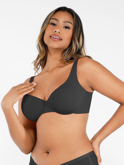 Adjustable-Strap Underwire Plunge Bra