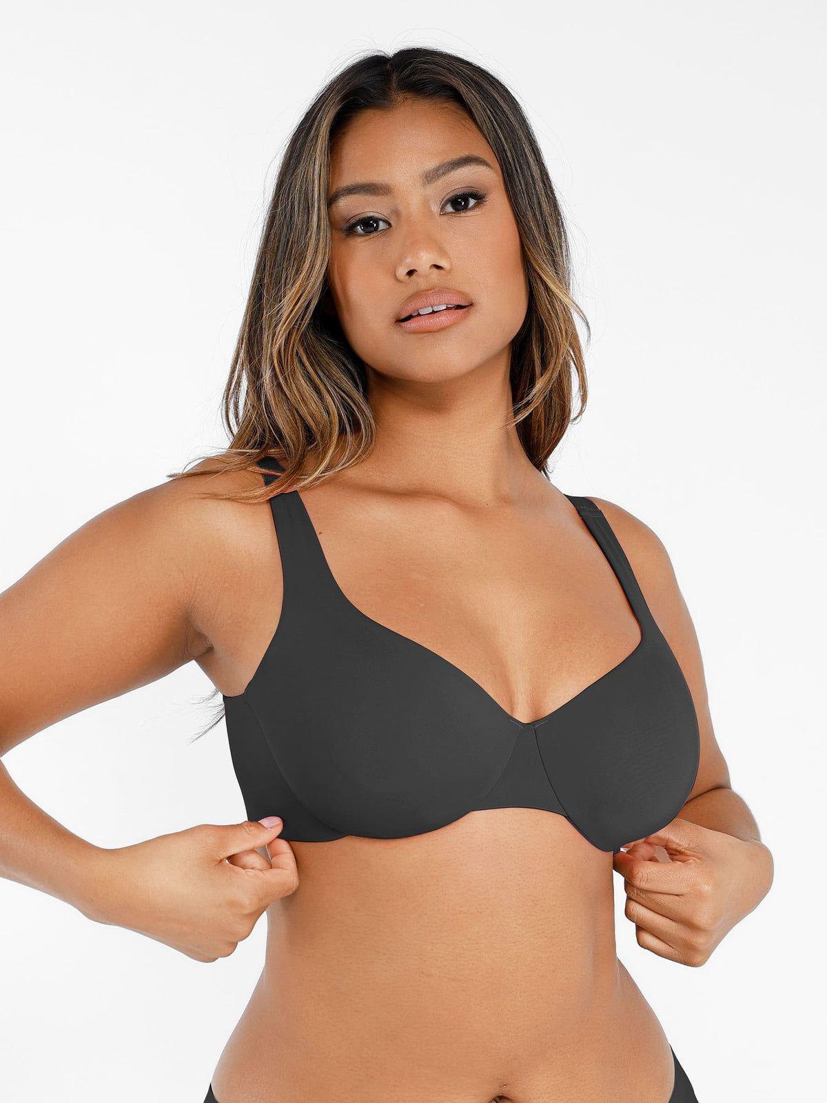 Adjustable-Strap Underwire Plunge Bra