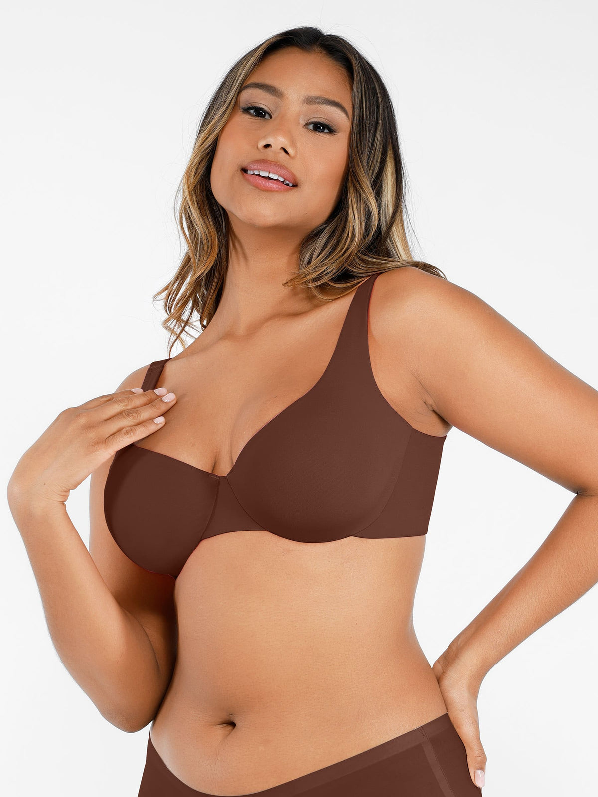 Adjustable-Strap Underwire Plunge Bra