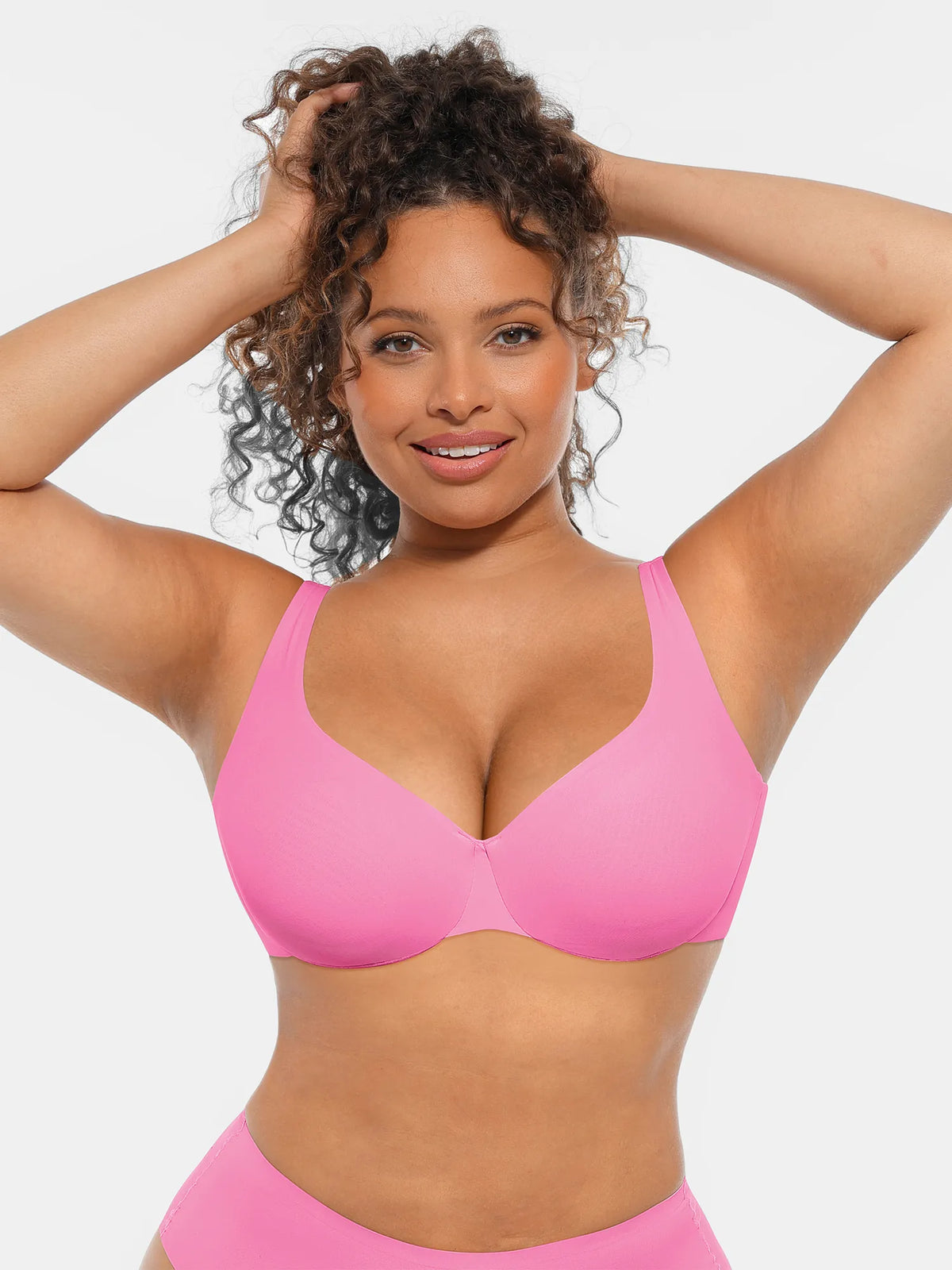 Adjustable-Strap Underwire Deep V-neck Bra