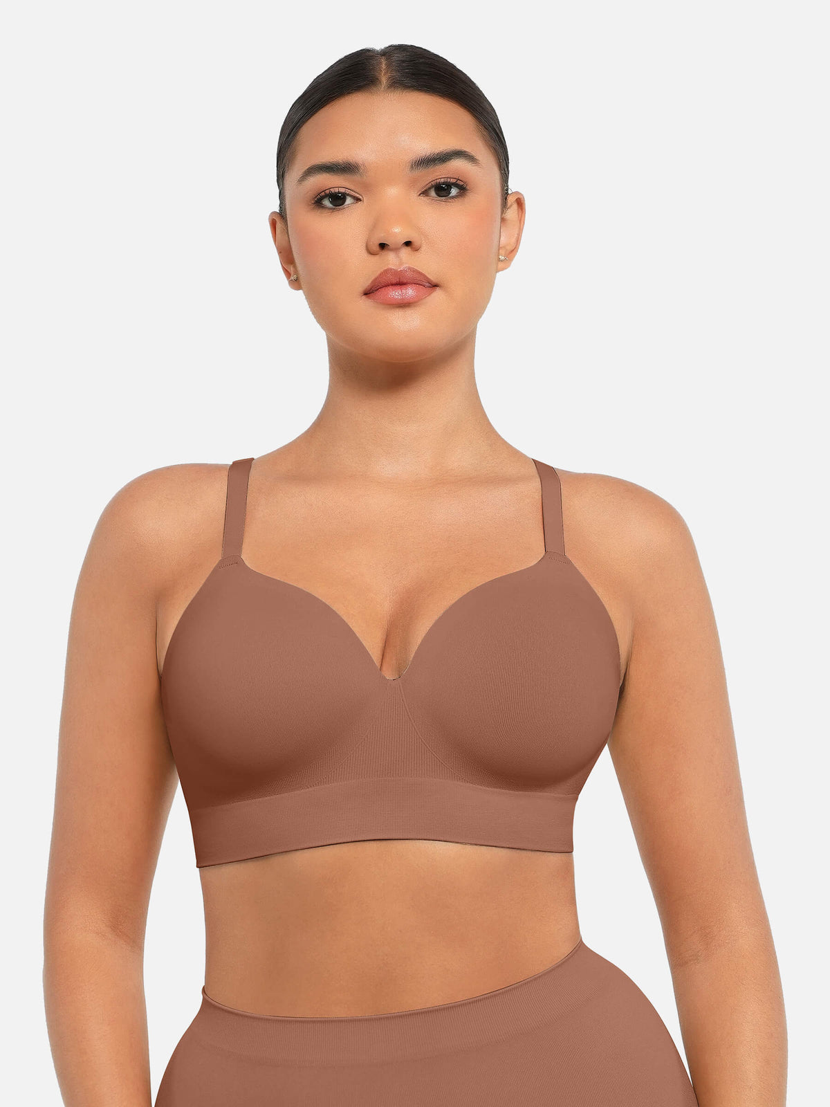 Wire-Free Wide Straps Bra + Push-Up Seamless Bra