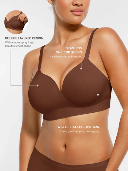 Wireless Seamless Push-Up V-neck Bra