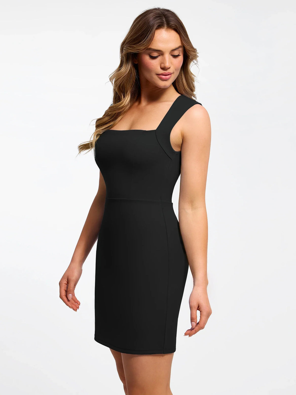 Shapewear Cut-in Square Neck Sculpting Midi Dress