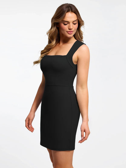 Shapewear Cut-in Square Neck Sculpting Midi Dress