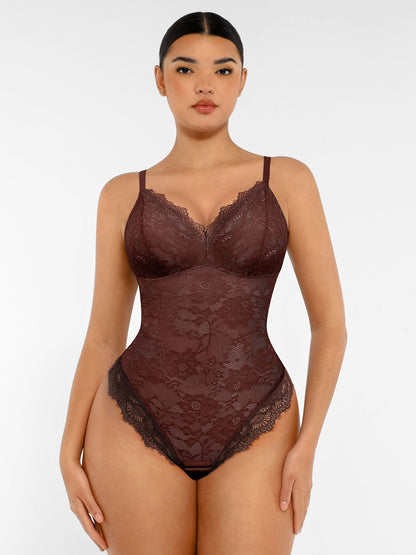 Lace V-Neck Stretch Bodysuit