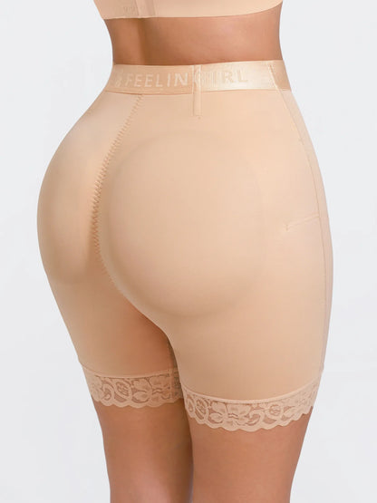 Front-Zip Mid-Waist Shaper Shorts